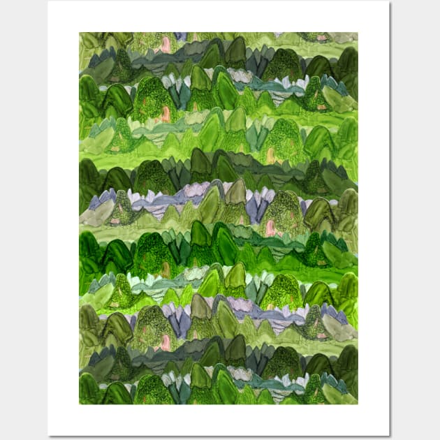 Green Mountains Pattern Wall Art by MitaDreamDesign